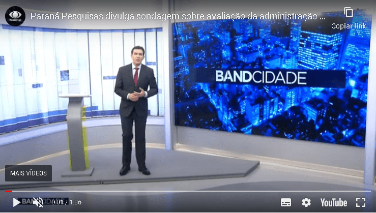 Band cita pesquisa realizada pela Paraná Pesquisas.